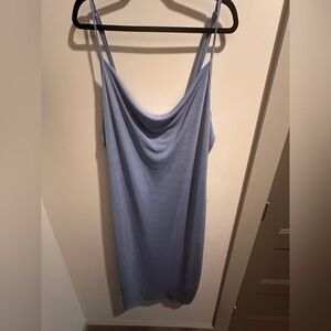 Light blue cowl neck spaghetti strap dress